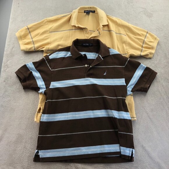 2 Nautica Mens Polo Shirt Medium Lot Of Two Short Sleeve Striped Casual Travel - Picture 14 of 14